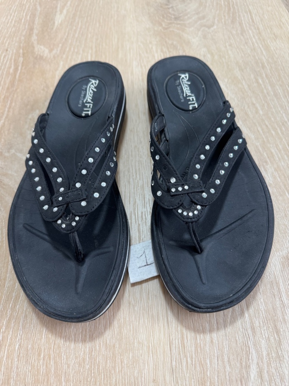 Women’s Black Rhinestone Flip Flop Sandals